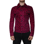 Dolce & Gabbana Fuchsia Leopard Button Down Collared Jacket TSH86590-48
