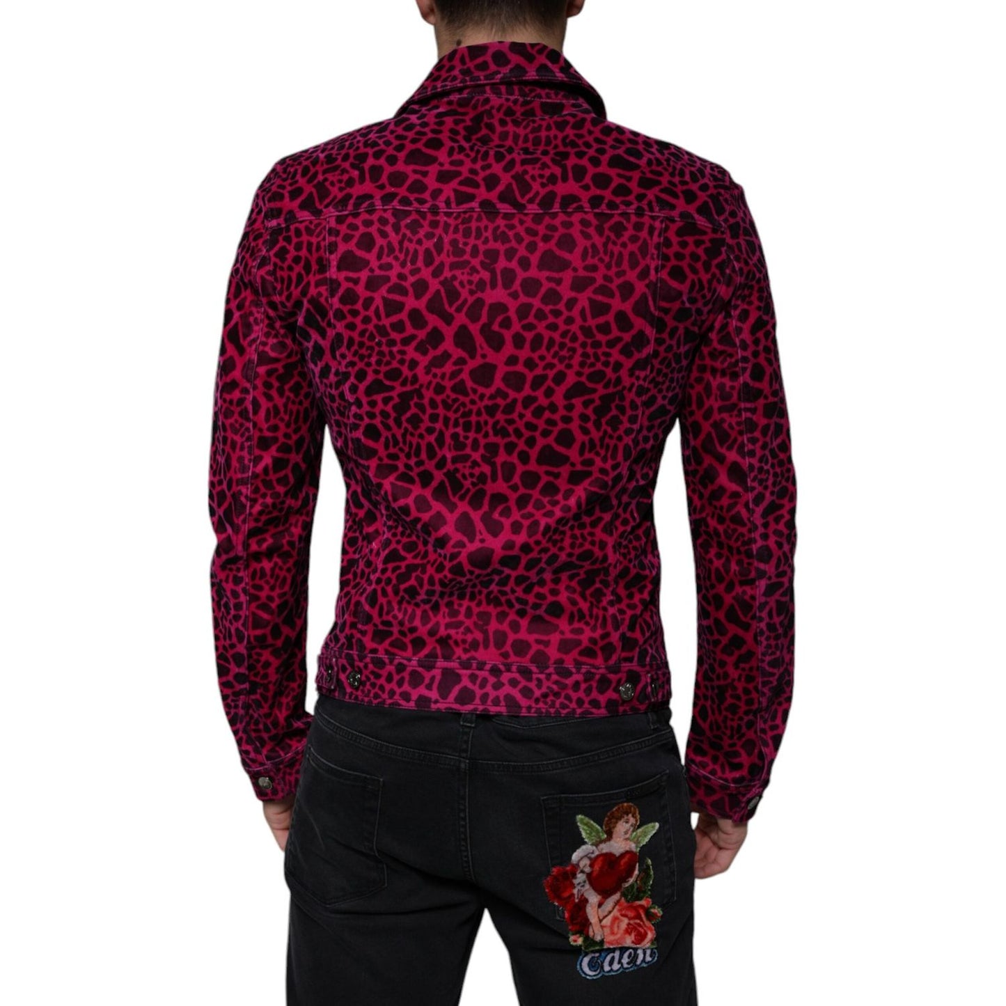 Dolce & Gabbana Fuchsia Leopard Button Down Collared Jacket TSH86590-48