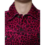 Dolce & Gabbana Fuchsia Leopard Button Down Collared Jacket TSH86590-48