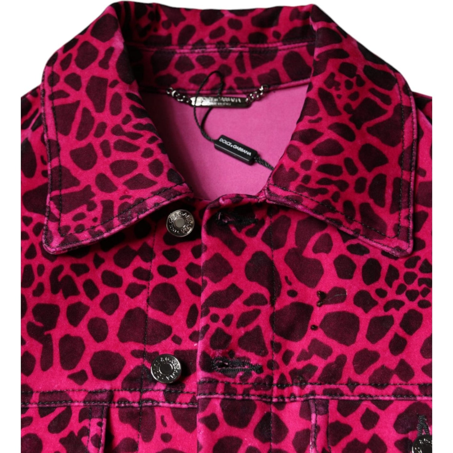 Dolce & Gabbana Fuchsia Leopard Button Down Collared Jacket TSH86590-48