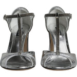 Dolce & Gabbana Silver Leather T-strap Heels Sandals Shoes LA11810-38