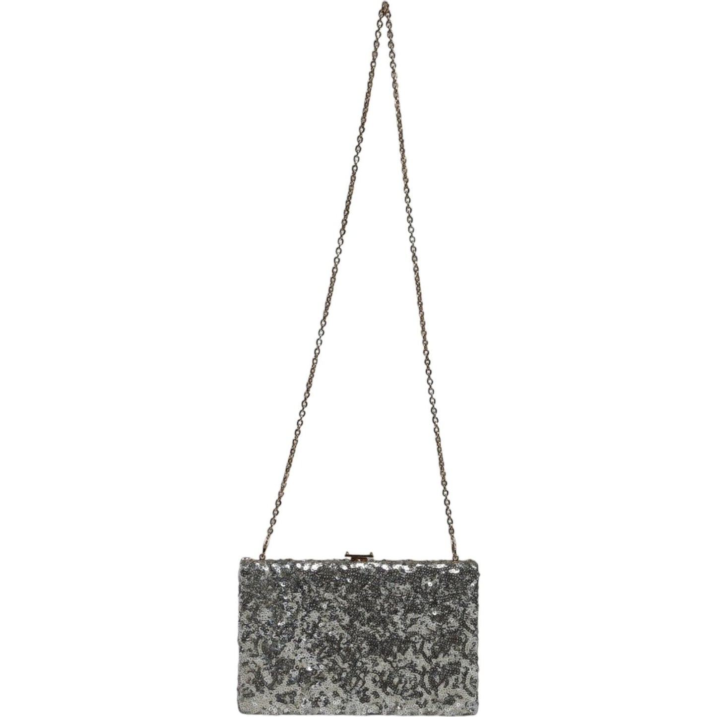 Dolce & Gabbana Silver Sequined Clutch Evening Crossbody Bag BAG4130