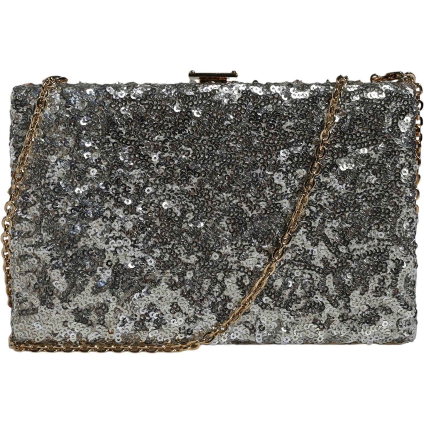 Dolce & Gabbana Silver Sequined Clutch Evening Crossbody Bag BAG4130