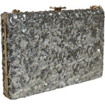 Dolce & Gabbana Silver Sequined Clutch Evening Crossbody Bag BAG4130