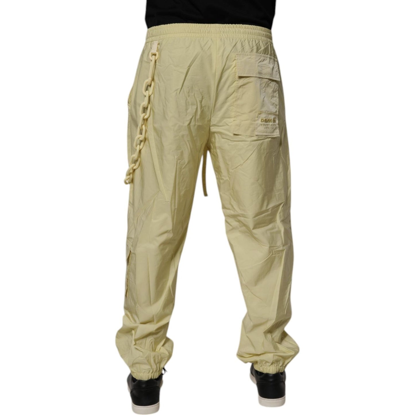 Dolce & Gabbana Yellow Nylon Cargo Chain Men Jogger Pants PAN75193-48