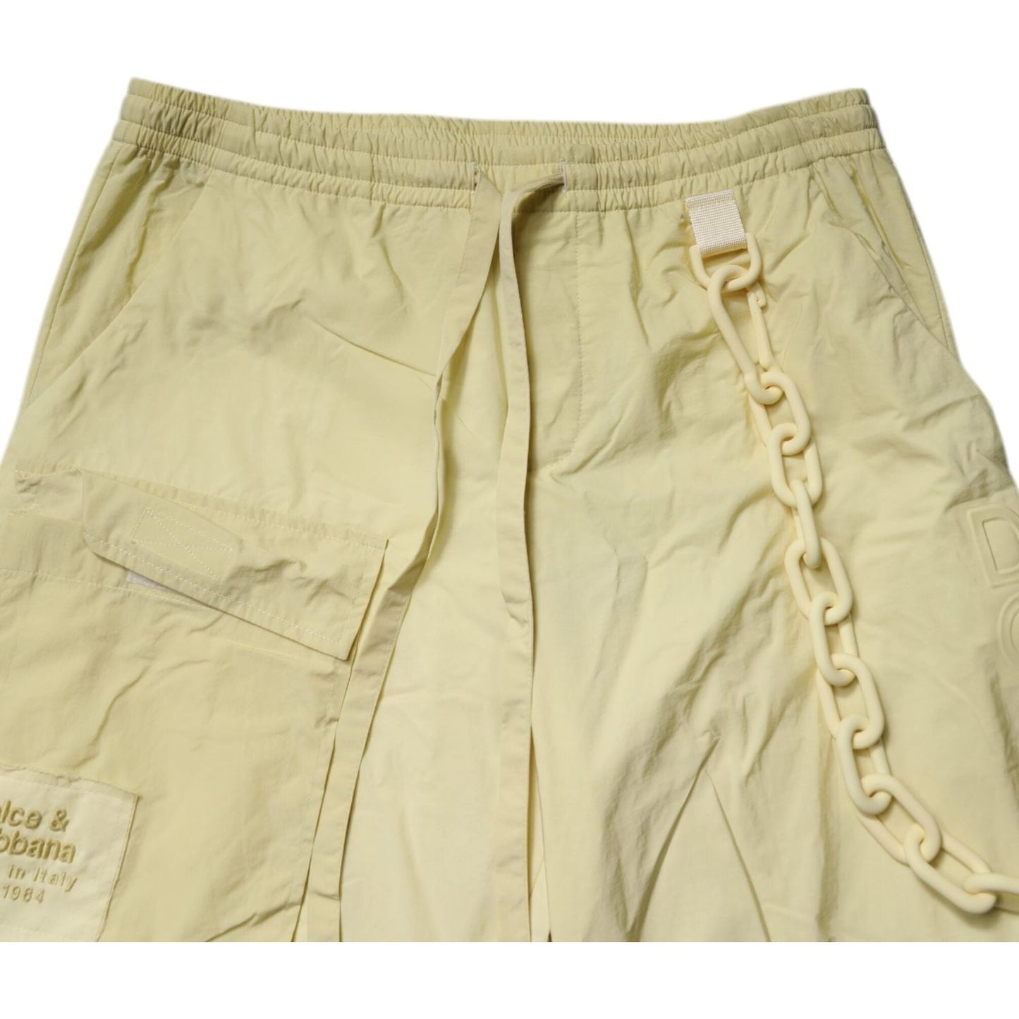 Dolce & Gabbana Yellow Nylon Cargo Chain Men Jogger Pants PAN75193-48