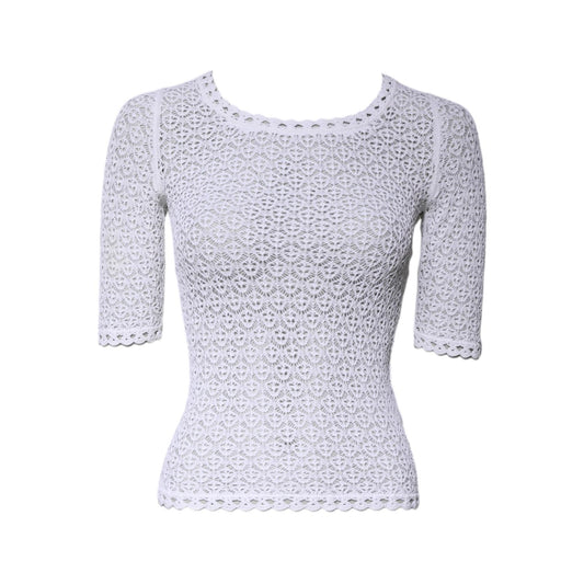 Dolce & Gabbana White Viscose Short Sleeve Crochet Top