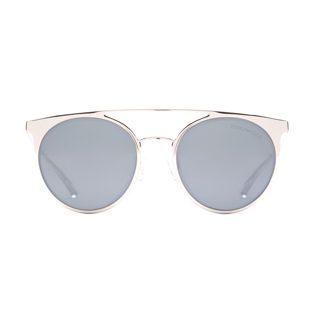 Front view of Emporio Armani Gray Metal Sunglasses EA2068 with grey mirror lenses and metal frame.