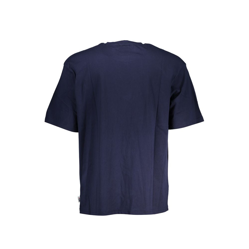 Fila Blue Cotton T-Shirt with short sleeves, crew neck, and logo print. Perfect casual wear with style and comfort.
