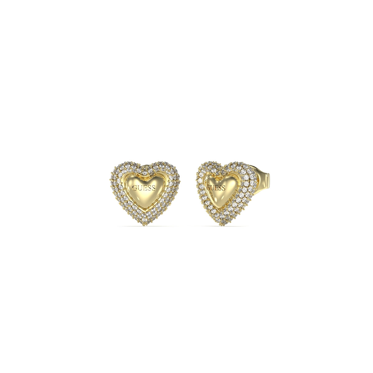 GUESS JEWELS JEWELRY Mod. JUBE05020JWYGT-U heart-shaped gold earrings with crystals