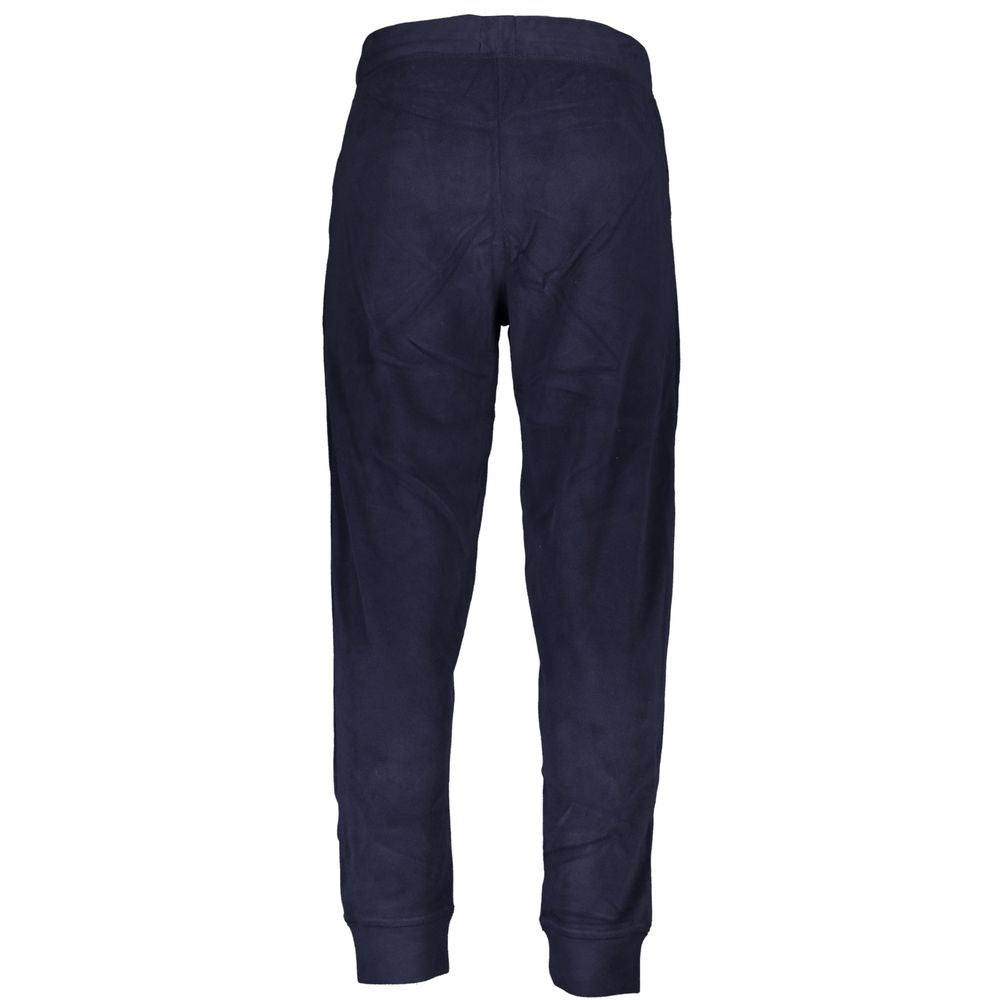 Gianmarco Venturi Blue Polyester Pant, fleece sports trousers with elastic waist and ankle cuffs, featuring logo embroidery.