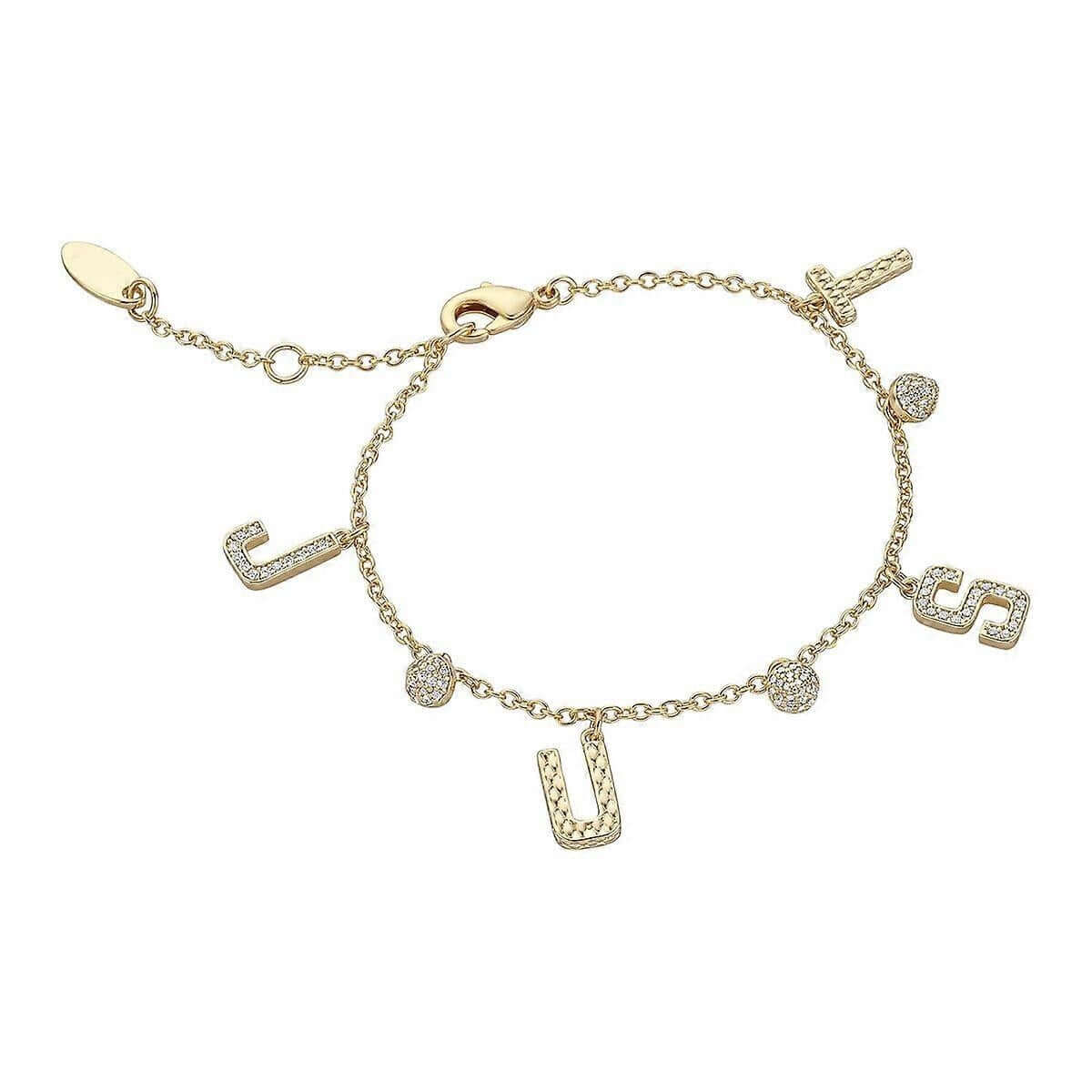 JUST CAVALLI JEWELS JEWELRY Mod. JCBR01233200 gold bracelet with letter charms and elegant design.