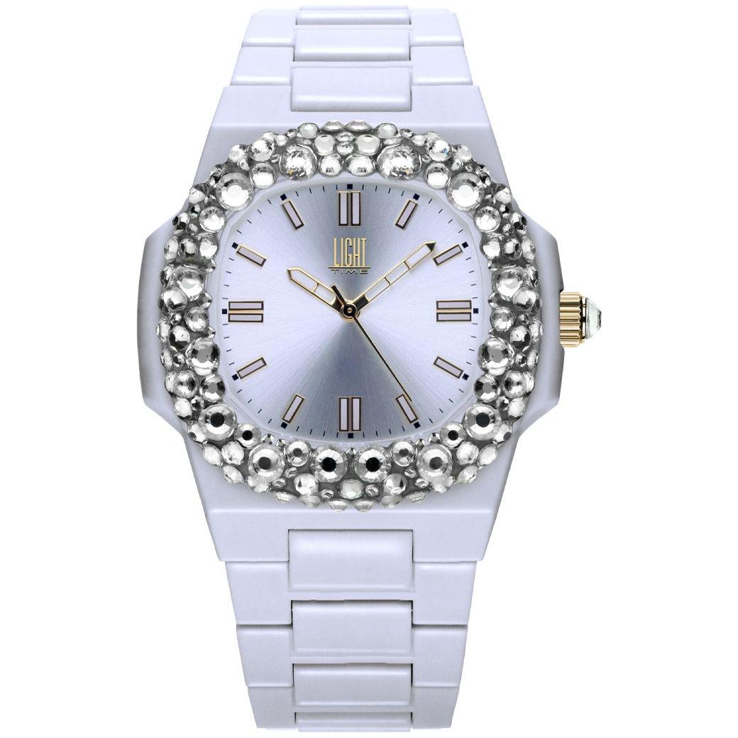 LIGHT TIME Mod. VELVET NAUTILUS - White Clear Strass WATCHES