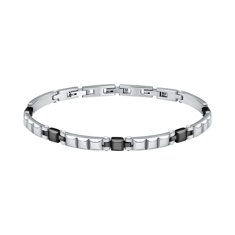 Elegant gent's bracelet MORELLATO MOD. SALS78 with silver links and black accents for men's fashion.