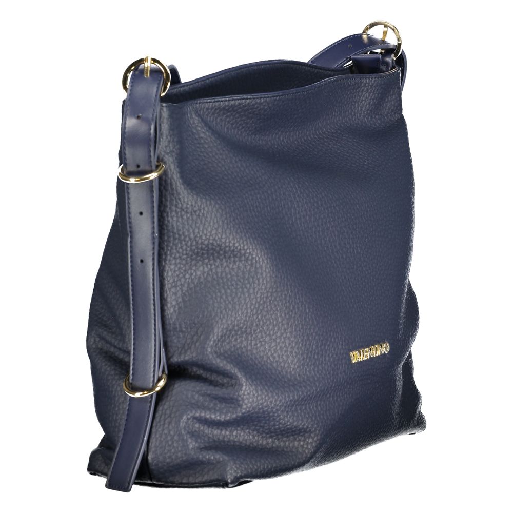 Mario Valentino Blue Polyethylene Handbag with adjustable shoulder strap, logo, zip closure, and contrasting details.