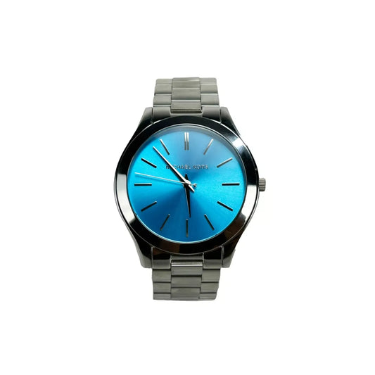 Michael Kors Slim Runway Stainless Steel Watch Blue Silver MK3292 NO BOX with minimalistic design and water resistant features.