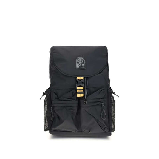 Parajumpers Black Nylon Backpack with multiple exterior pockets and adjustable straps, part of the Icon Lite line.
