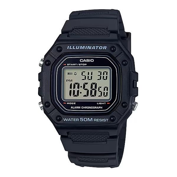 ?CASIO TIMELESS COLLECTION Mod. SPORT ILLUMINATOR WR 50M. ALARM. CHRONOGRAPH - BLACK W-218H-1AVDF