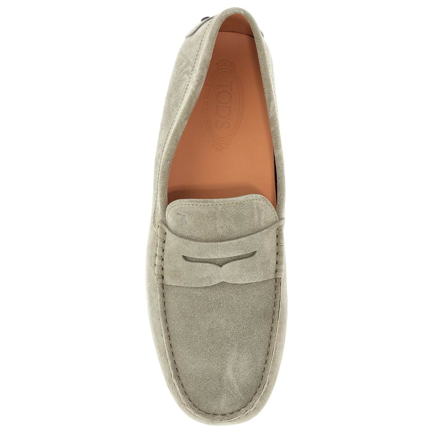 Tod'S beige suede driving moccasin for men with rubber sole