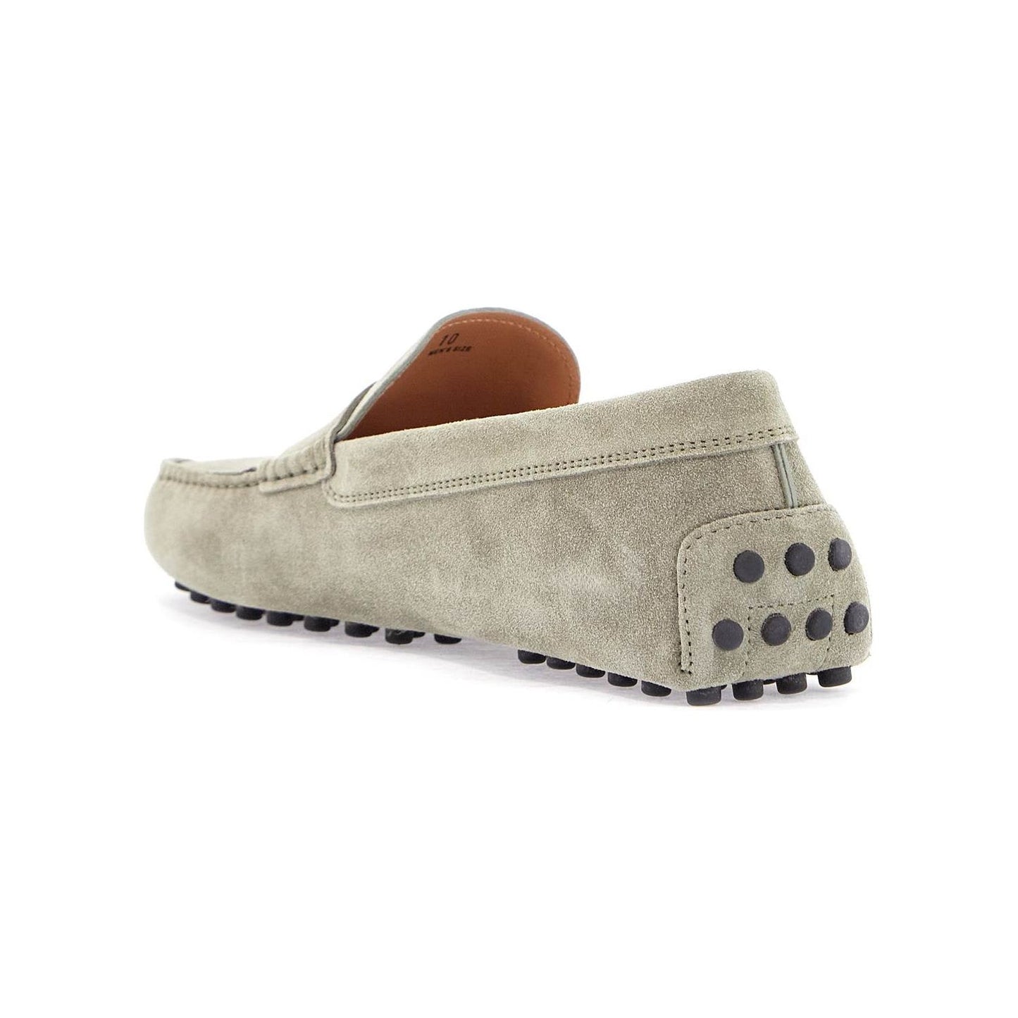 Tod'S beige suede driving moccasin for men with rubber sole