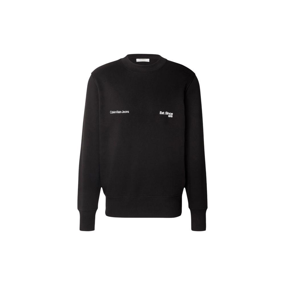 Calvin Klein Jeans black cotton sweater featuring minimalist design and logo detailing, ideal for casual outfits.