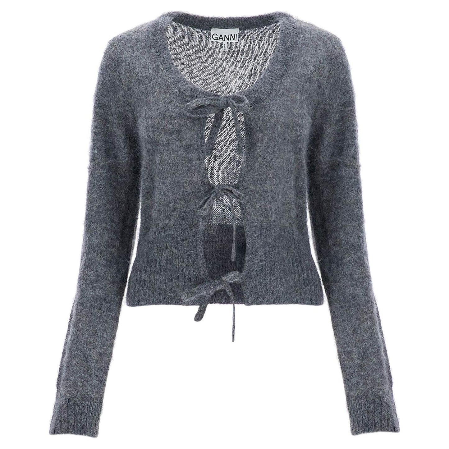 Ganni mohair cardigan with bow accents
