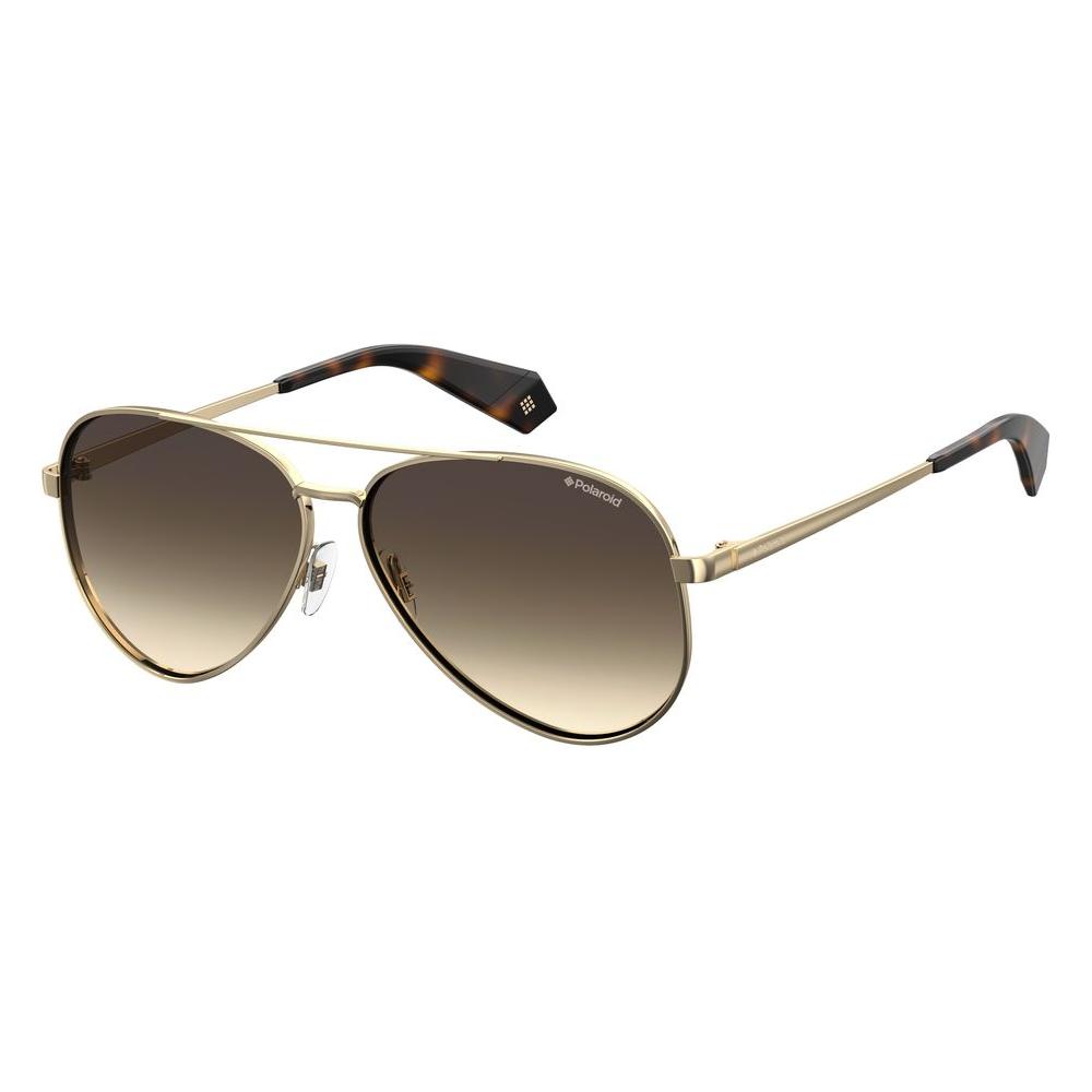 Polaroid Gold Metal Sunglasses with Brown Gradient Lenses, Classic Aviator Style, Women's Fashion Eyewear PLD6069SXJ5GL