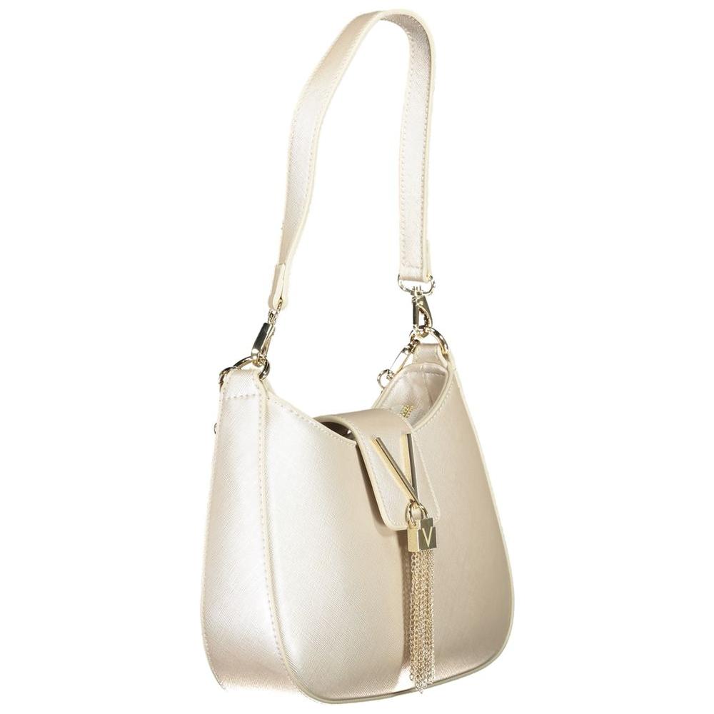 Valentino Bags silver polyethylene women's handbag with removable shoulder handle and chain strap, featuring zip closure and pockets.