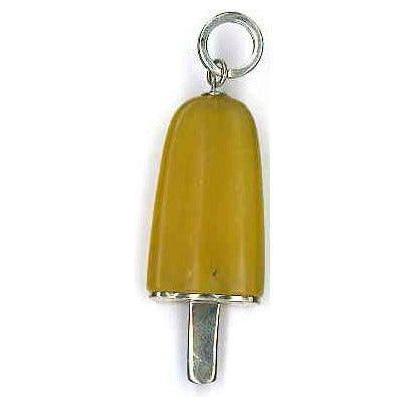 AMBROSINI JEWELS - PENDENTE ARGENTO 925° ghiacciolo finitura bianca pietra gialla grande (26x15 mm) PENDANT