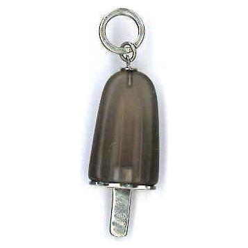 AMBROSINI JEWELS - PENDENTE ARGENTO 925° ghiacciolo finitura bianca pietra marrone medio (29.5x13 mm) PENDANT