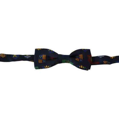 Dolce & Gabbana Blue Flags 100% Silk Adjustable Neck Papillon Men Bow Tie Bow Tie