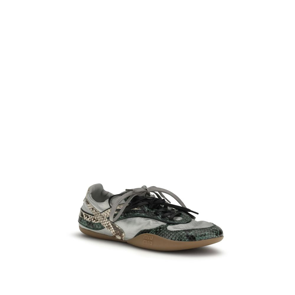 Miu Miu Gray Other Fibres Athletic Sneakers 1728,72470364320,Athletic - Sneakers - Shoes,EU36/US6,EU37/US7,EU38/US8,Gray,Miu Miu,New with tags,Shoes,Sneakers - Shoes,Women