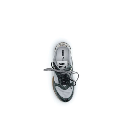 Miu Miu Gray Other Fibres Athletic Sneakers 1728,72470364320,Athletic - Sneakers - Shoes,EU36/US6,EU37/US7,EU38/US8,Gray,Miu Miu,New with tags,Shoes,Sneakers - Shoes,Women