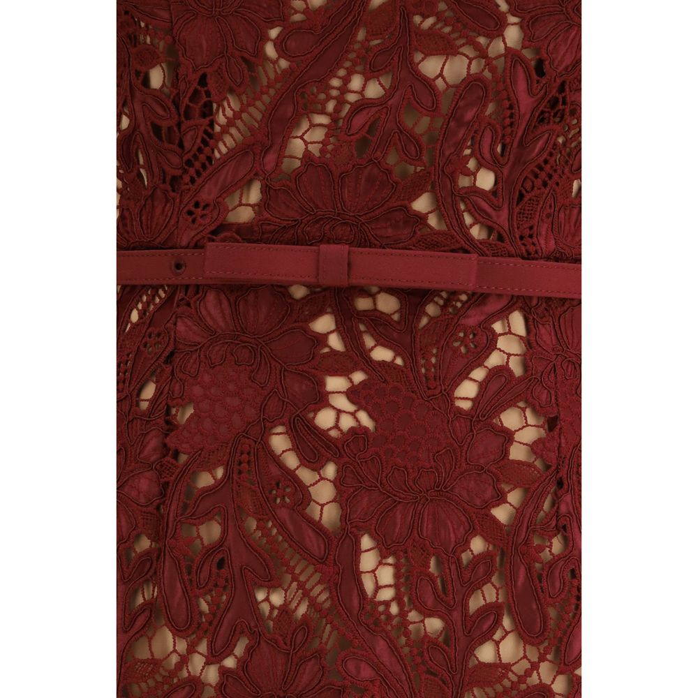Self-Portrait Bordeaux Polyester Cocktail Dress 10,12,1728,72470364320,8,Bordeaux,Clothing,Cocktail - Dresses - Clothing,Dresses - Clothing,Midi - Dresses - Clothing,New with tags,Pattern - Dresses - Clothing,Self-Portrait,Sleeveless - Dresses - Clothing,
