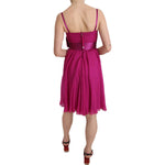 Dolce & Gabbana Fuchsia Pink Bow Silk Sleeveless Dress DR1684-38