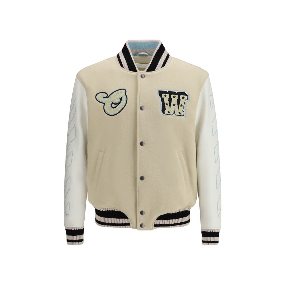 Off-White Beige Wool Oves Aries Bomber