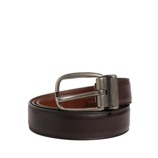 Dolce & Gabbana Men Brown Classic Leather Metal Buckle Belt