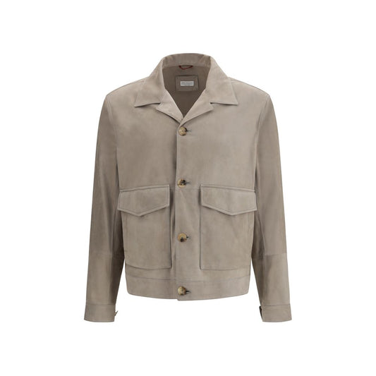 Brunello Cucinelli Bicolor Calf Leather Bos Taurus Leather Jacket