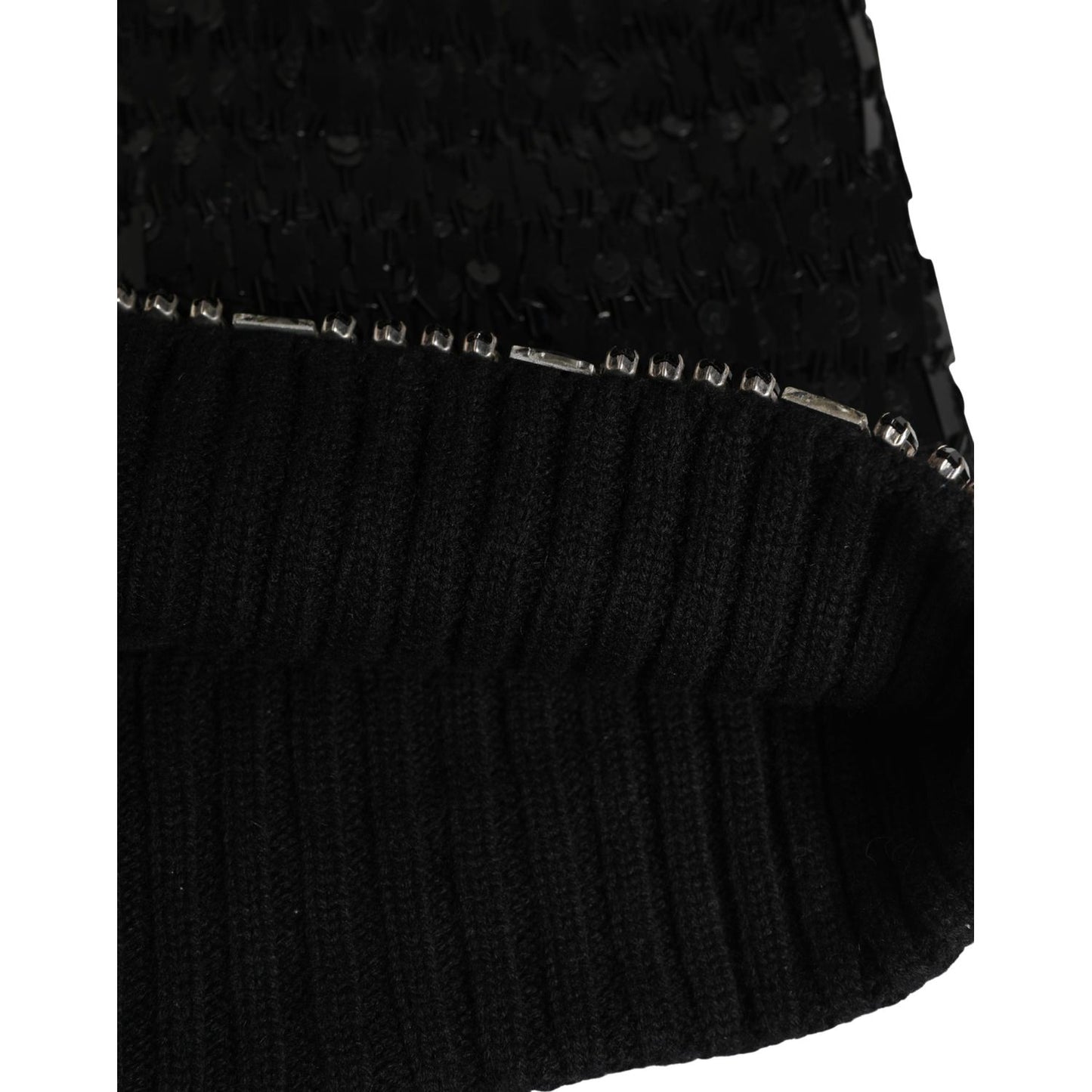 Dolce & Gabbana Black Wool Crystal Embellished Balaclava Hat