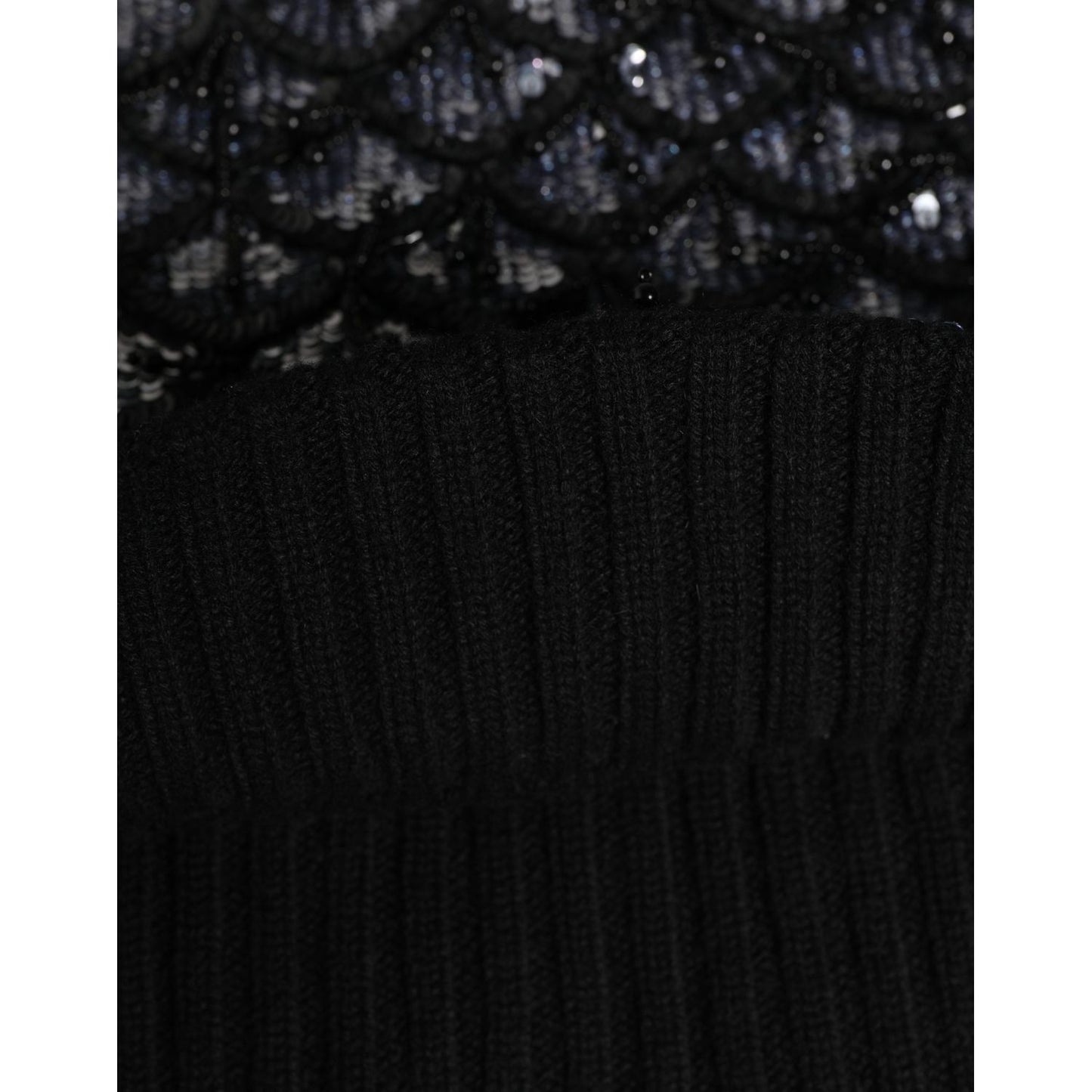 Dolce & Gabbana Black Wool Crystal Embellished Balaclava Hat