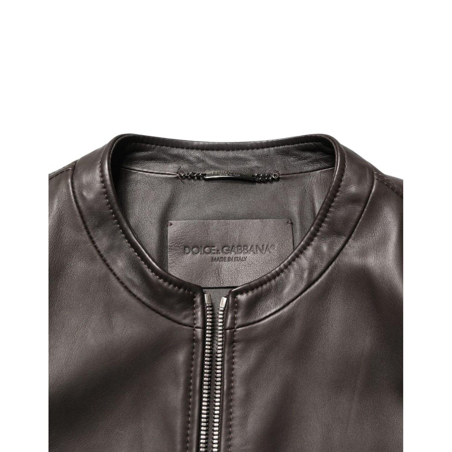 Dolce & Gabbana Black LambskinLeather Full Zip Biker Jacket