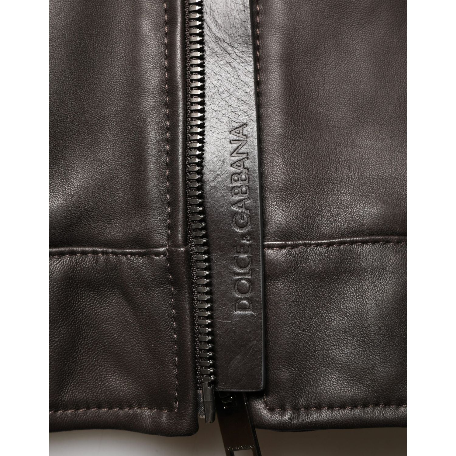 Dolce & Gabbana Black LambskinLeather Full Zip Biker Jacket