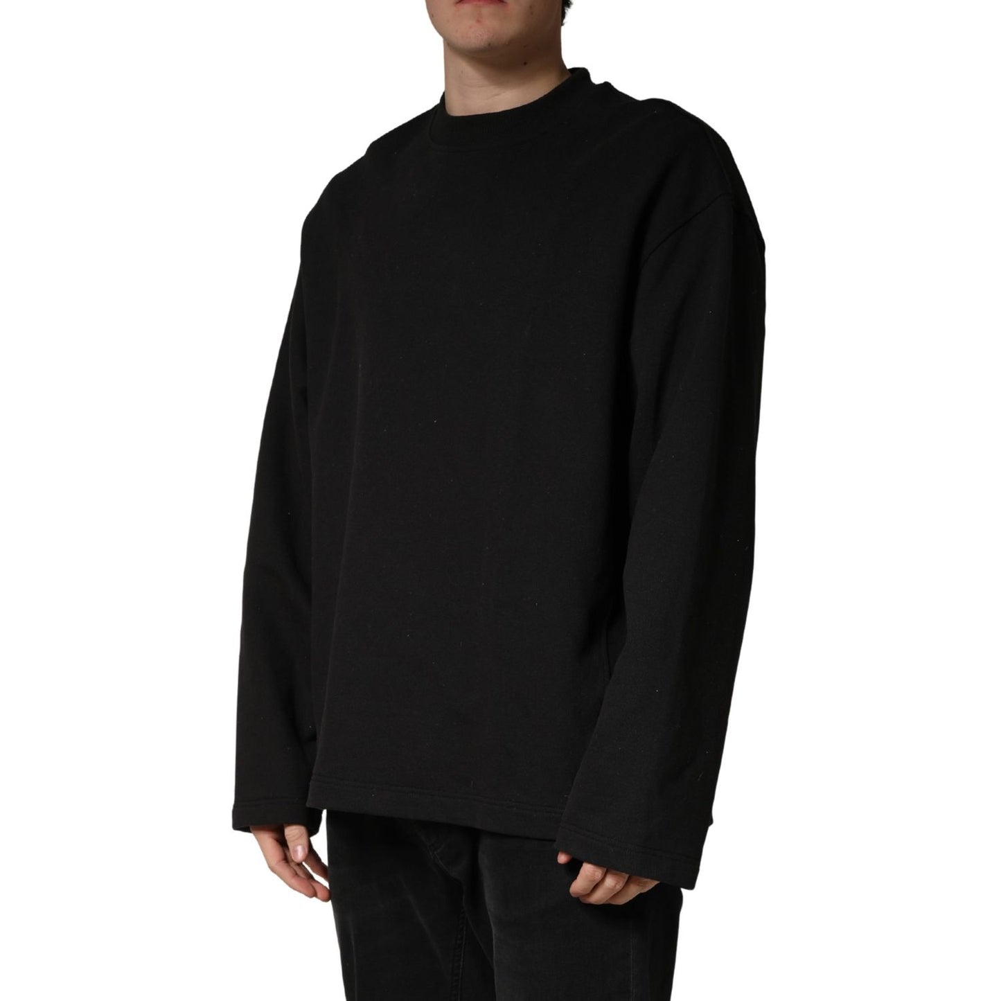 Dolce & Gabbana Black Cotton Crew Neck Sweatshirt Sweater