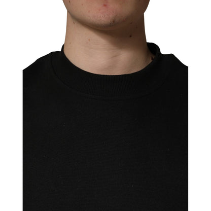 Dolce & Gabbana Black Cotton Crew Neck Sweatshirt Sweater