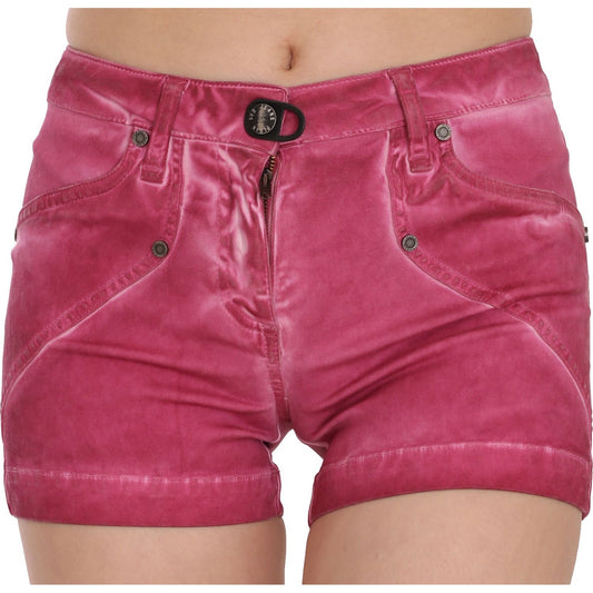 PLEIN SUD Pink Mid Waist Cotton Mini Denim Shorts PAN70241-36