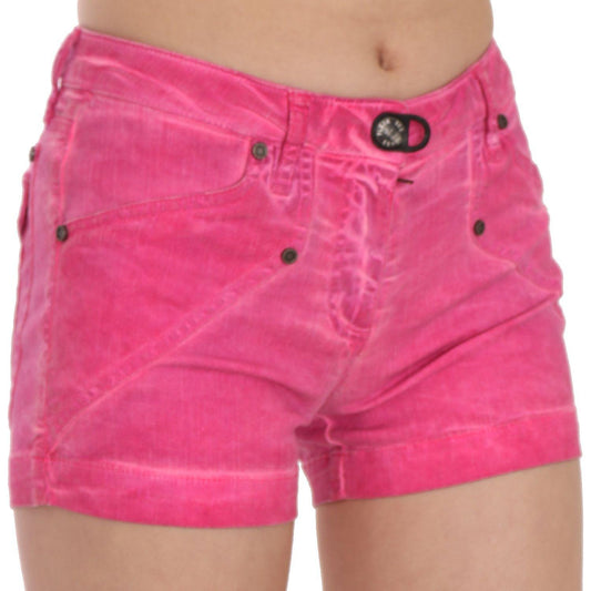 PLEIN SUD Pink Mid Waist Cotton Denim Mini Shorts PAN70247-38
