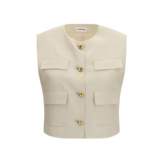 P.A.R.O.S.H. Beige Wool Sleeveless Jacket