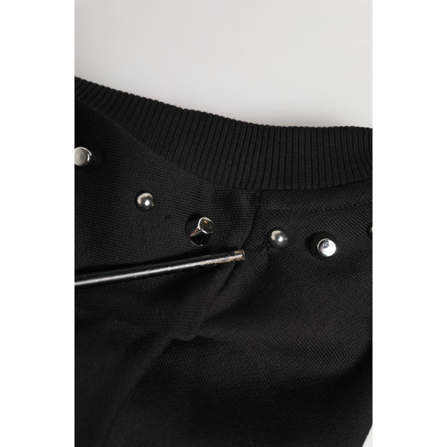 Dolce & Gabbana Black Embellished Cotton Sweatshirt Sweater