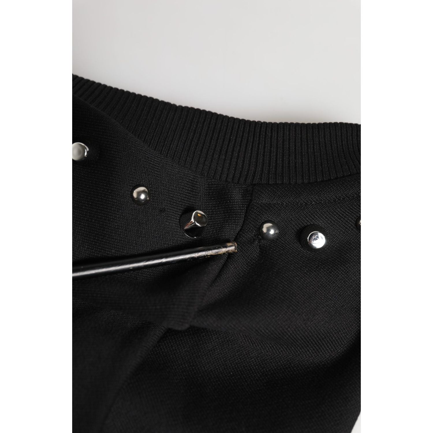 Dolce & Gabbana Black Embellished Cotton Sweatshirt Sweater