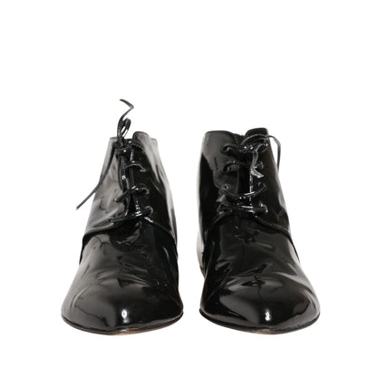 Dolce & Gabbana Black Leather AnkleBoots Shoes
